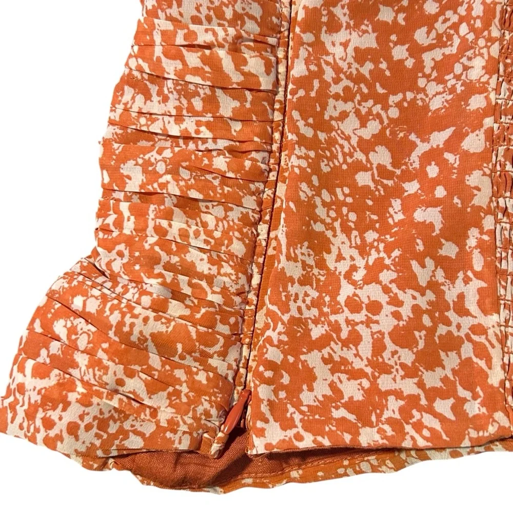 Abercrombie & Fitch Orange White Puff Sleeve Sweetheart Babydoll Top - Medium